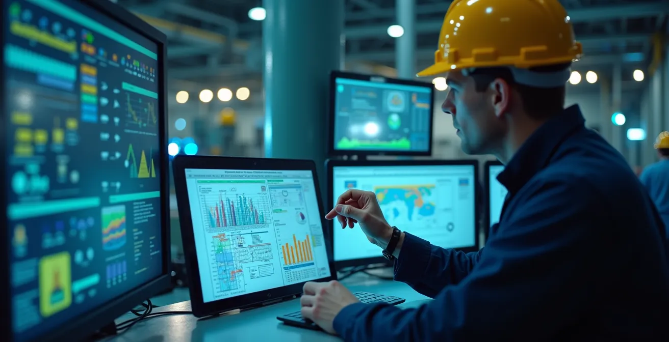 Illustration conceptuelle diagnostique énergétique dans une usine agro-industrielle