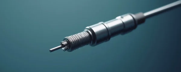 Sonde thermocouple de précision avec gaine métallique dans un environnement industriel sous éclairage studio